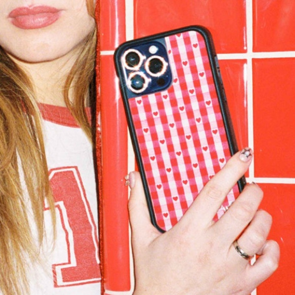 Wildflower iPhone 15 Pro Max Red Gingham Hearts Case